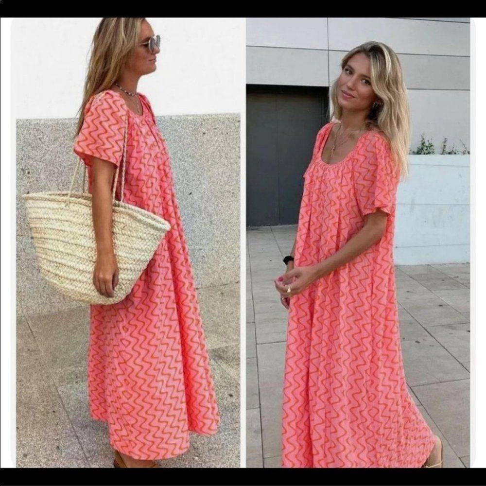 Zara printed dress tangerine